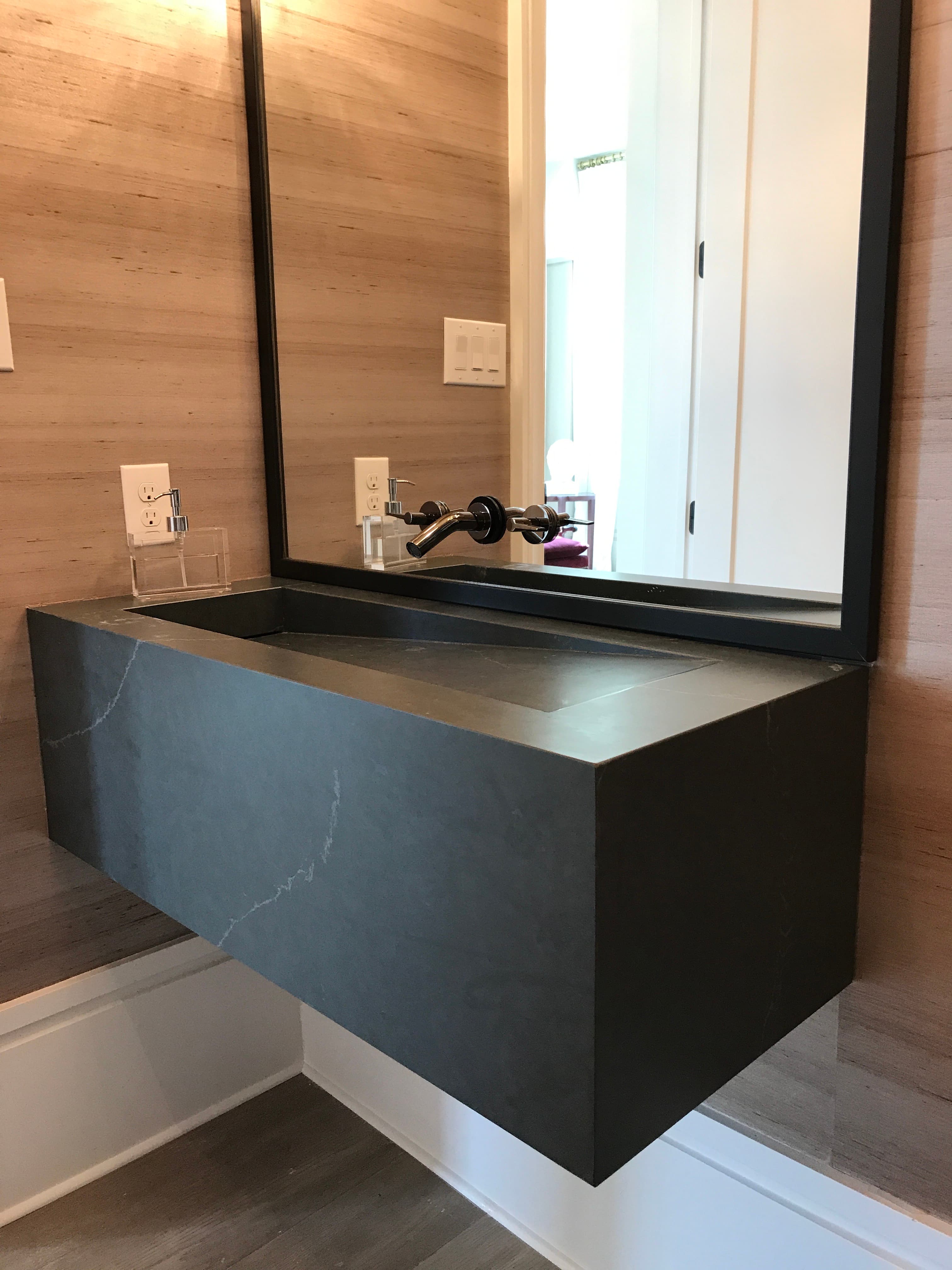 Modern bathroom vanity with quartz countertop